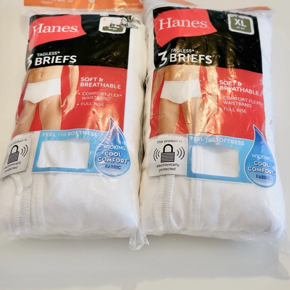 Hanes 6 Pack White Comfort Flex Cool Wicking Cotton Briefs XL NWT